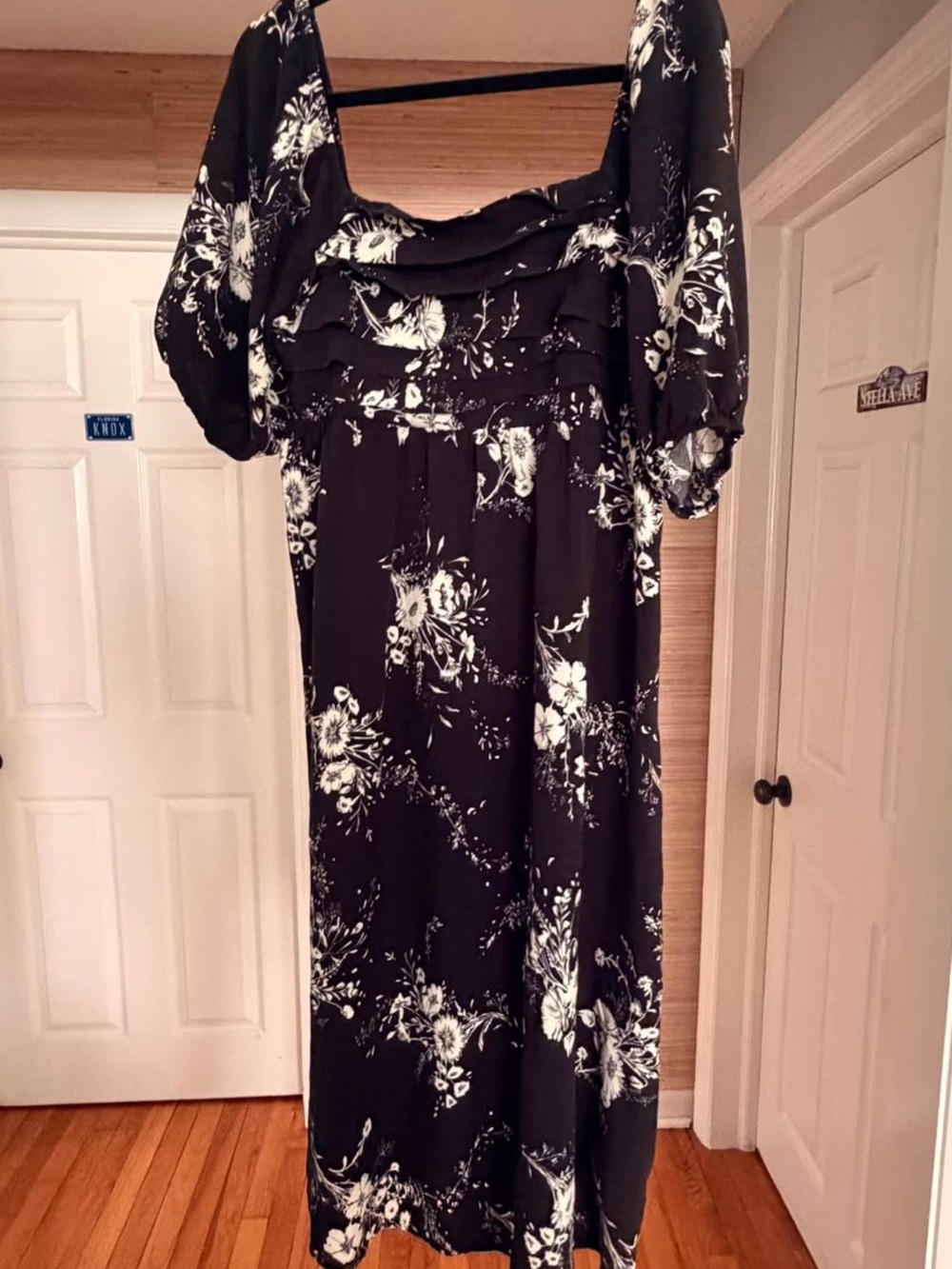 Maurices Black and White Floral Midi Dress
